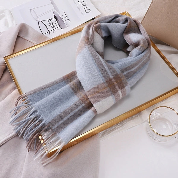 Women's Vintage Style Sweet Minimalist Stripe Plaid Artificial Wool Scarf