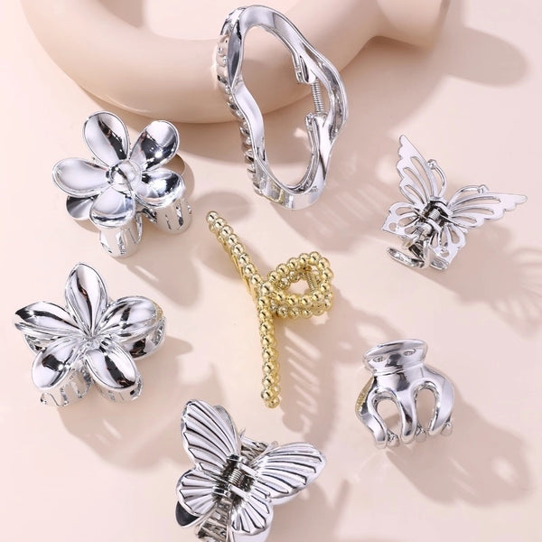 Women's Y2K Sweet Simple Style Flower Butterfly Plastic Hair Claws