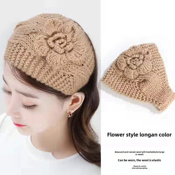 Wool Wide-brimmed Flower Hair Band Warm Hair Band White Hair Covering Headband Knitted Hair Accessories Pressed Hair Wash Face Headband Women's Headband