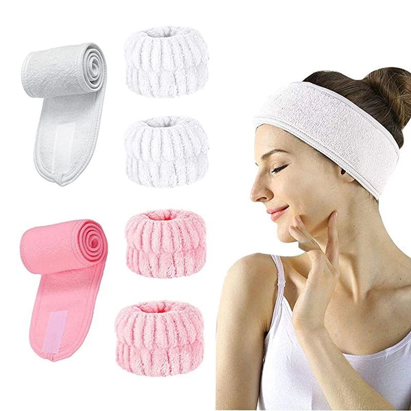 Wrist Band Set For Women Wash Face Household Wrist Waterproof Hair Band Plush Bracelet