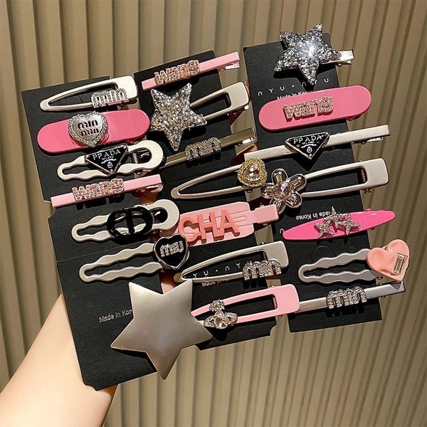 Y2g Rhinestone Star Hairpin Sweet Cool Girl Bangs Side Clip Female High-grade Broken Hairpin Hair Accessories Duckbill Clip