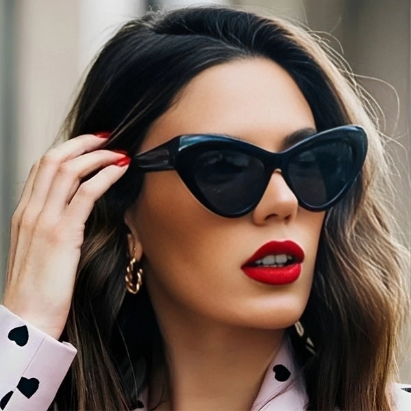 Y2k Streetwear Solid Color Ac Cat Eye Full Frame Women's Sunglasses