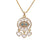 Yiwu Foreign Trade Copper Zircon Ornament European And American Copper Plated Real Gold Love Fatima Devil's Eye Necklace