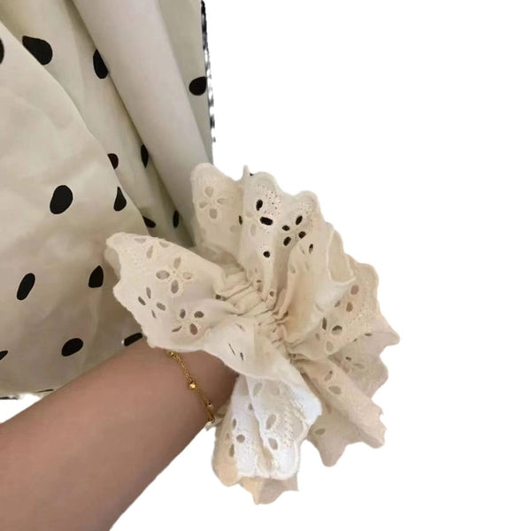 Zhao Lusi  White Ballet Style Hollow Lace Hair Band  Princess Fever Fabric Large Intestine Ring