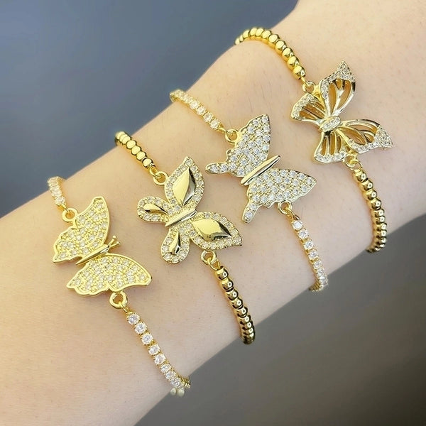 Zircon Inlaid Butterfly Adjustable Bracelet Wholesale Jewelry