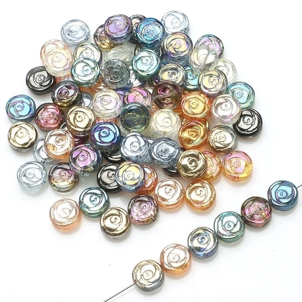 A Pack Of 30 Diameter 10mm Hole Under 1mm Glass Rose Beads