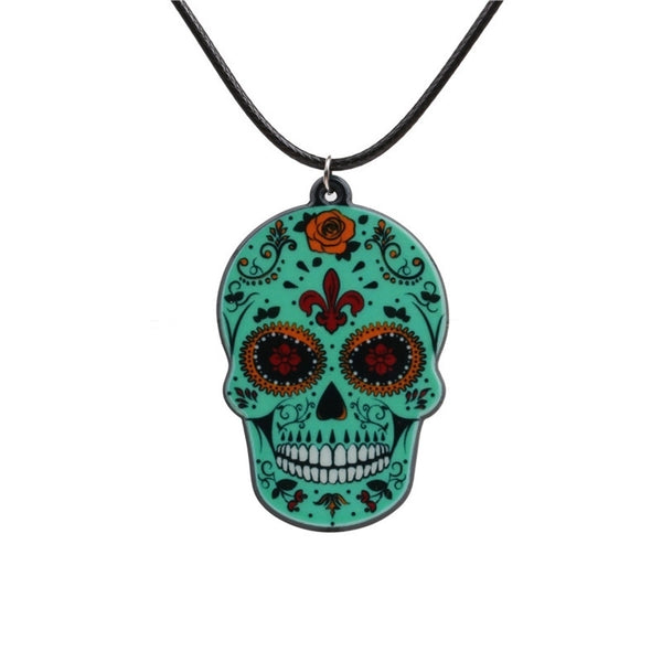 Acrylic Fashion Skeleton Skull Necklace  (green) Nhyl0266-green