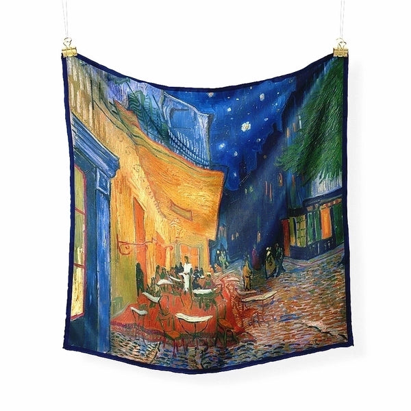 An Gogh Oil Painting Cafe Ladies Twill Small Square Scarf Small Silk Scarf