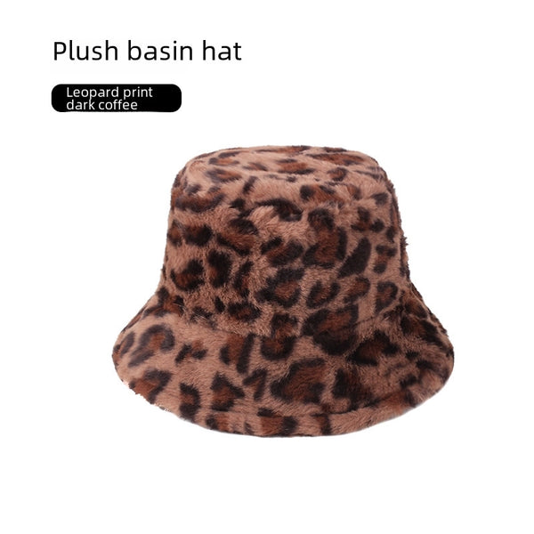 Autumn And Winter Leopard Print Pattern Fisherman Hat Bowler Hat Fashion Hat Basin Hat Winter Warm Fisherman Hat Winter Hat