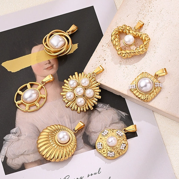 Best Seller In Europe And America DIY Ornament Accessories Furnace Plating Imitation Pearl Oval Fan-Shaped Square Love Shaped Pendant