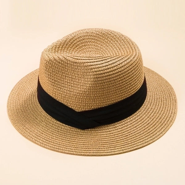 British Style Top Hat Men Panama Straw Hat Women Foldable Sun-shade Beach Hat