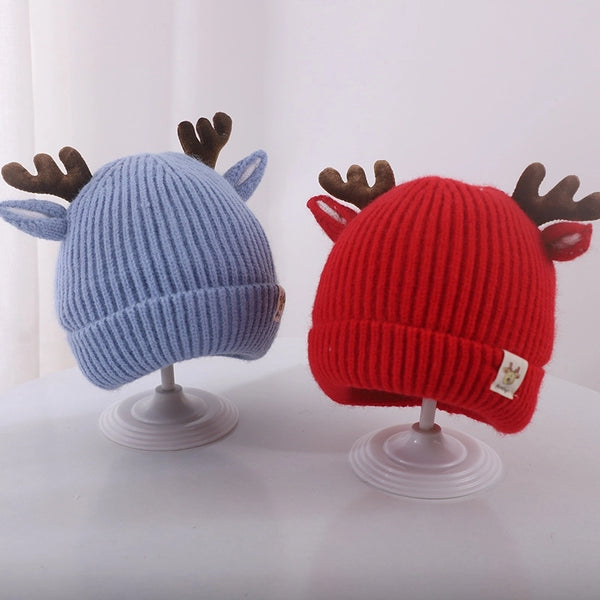 Cartoon Antlers Baby Hat Autumn And Winter Korean Super Cute Cute Wool Hat Boys And Girls Christmas Baby Knitted Hat