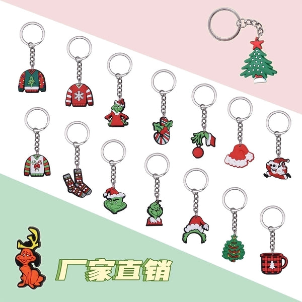 Cartoon Style Cartoon Character Christmas Hat Christmas Socks Pvc Metal Women's Bag Pendant Keychain