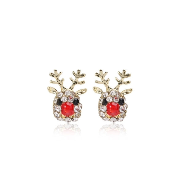 Cartoon Style Elk Alloy Plating Rhinestones Women's Ear Studs 1 Pair