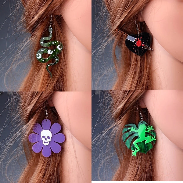 Cartoon Style Geometric Arylic Patchwork Drop Earrings