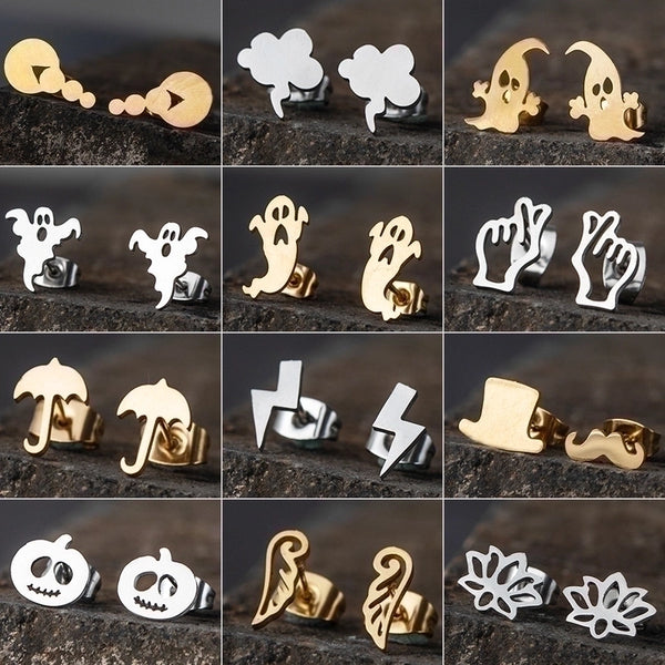 Cartoon Style Plating Stainless Steel No Inlaid Earrings Ear Studs