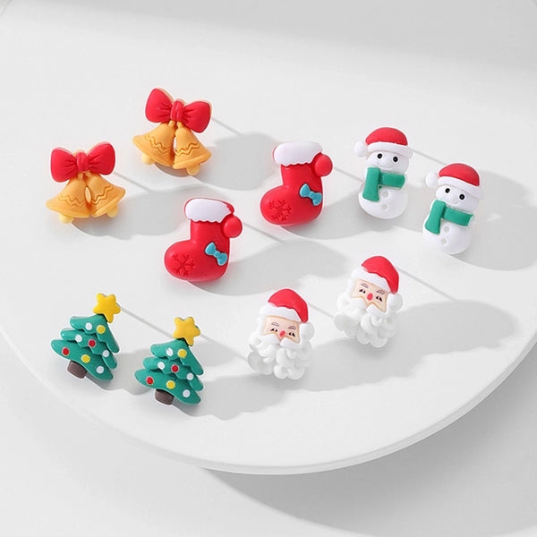 Cartoon Style Santa Claus Resin Epoxy Women's Ear Studs 1 Pair