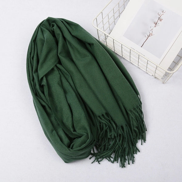 Cashmere Solid Color Scarf Women's Autumn And Winter 220g Explosions Barbed Hair  Padded Travel Warm Tassel  Shawl