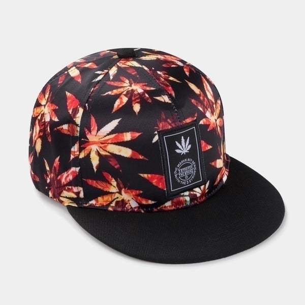 Casual Adjustable Embroidery Maple Leaf Printing Flat Brim Baseball Cap