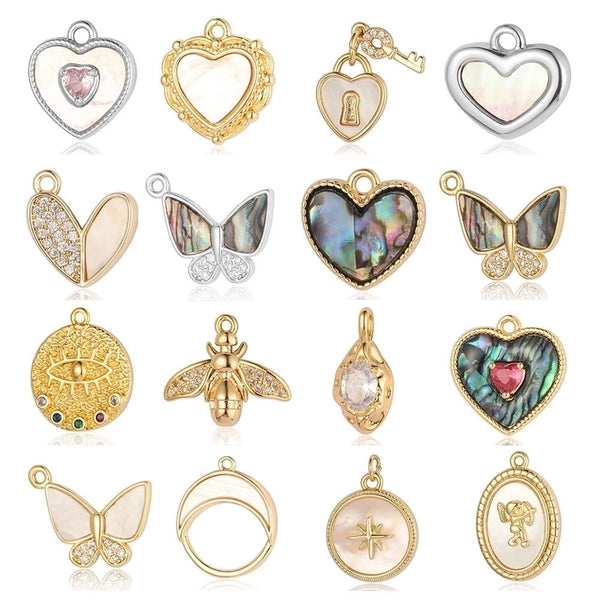 Casual Heart Shape Butterfly Zircon Copper Wholesale Jewelry Accessories