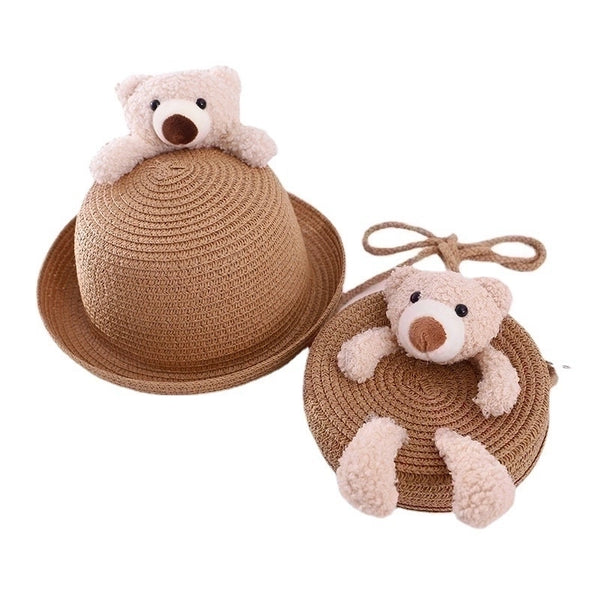 Children's Cute Little Bear Straw Hat Baby Sun Hat Wholesale