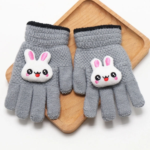 Children's Gloves Winter Warm Princess Girl Child Five Finger Warm Fleece-lined Toddler Cute Boys And Girls Baby Wool