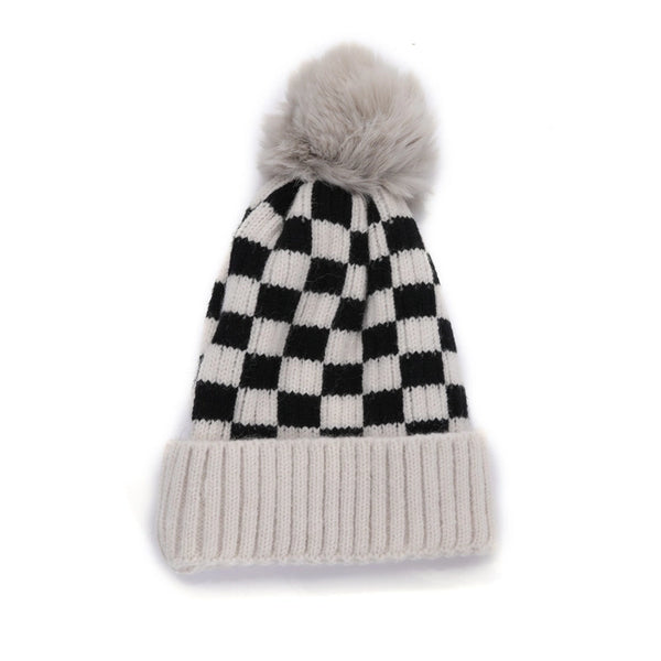 Children Unisex Basic Simple Style Color Block Lattice Wool Cap