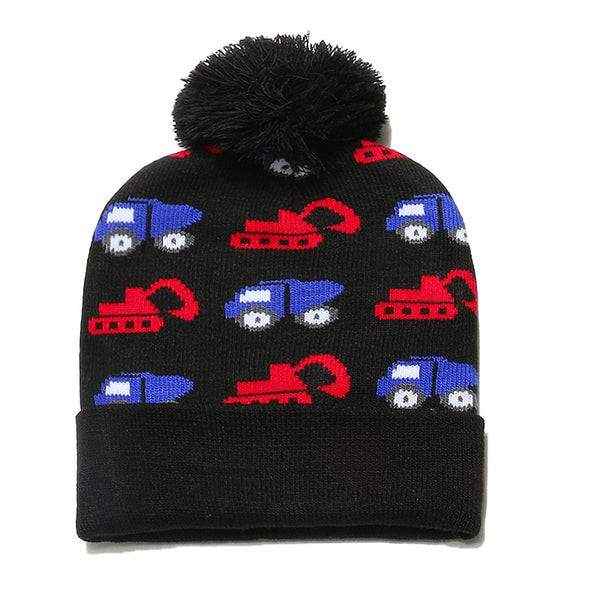 Children Unisex Casual Car Pom Poms Jacquard Wool Cap