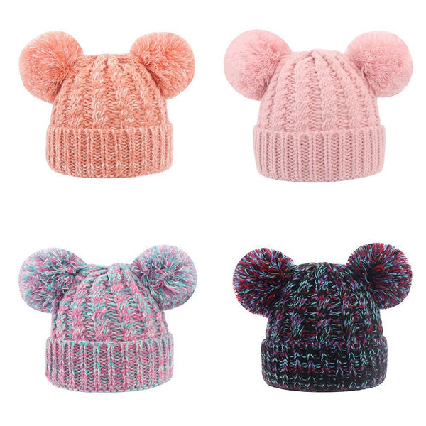 Children Unisex Sweet Simple Style Solid Color Pom Poms Wool Cap