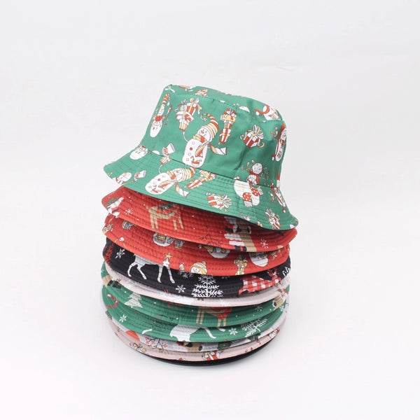 Christmas Accessories Festive Double-sided Basin Hat Overseas Hot Selling Fisherman Hat FOUR SEASONS SUN Protection Sun Hat For Children