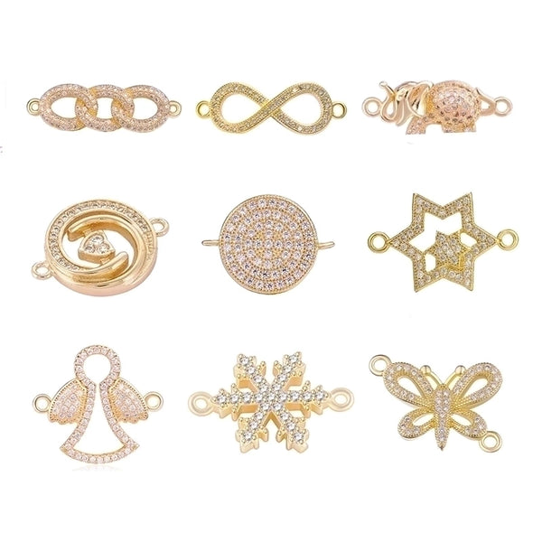 Classic Style Angel Star Snowflake Copper Plating Inlay Zircon Gold Plated Silver Plated Charms Jewelry Accessories