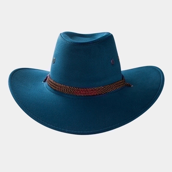 Cowboy Fedora Hat Big Brim Cowboy Hat Suede Outdoor Sun Hat Men's Riding Hat