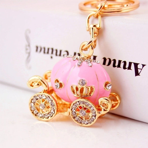 Creative Cute Diamond Dripping Pumpkin Car Keychain