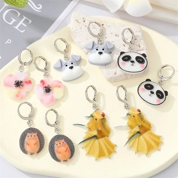 Cute Cartoon Animal Ghost Puppy Panda Halloween Shape Acrylic Earrings Wholesale