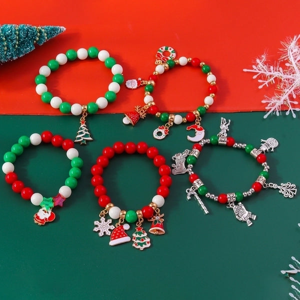 Cute Christmas Streetwear Christmas Hat Christmas Tree Alloy Bracelets