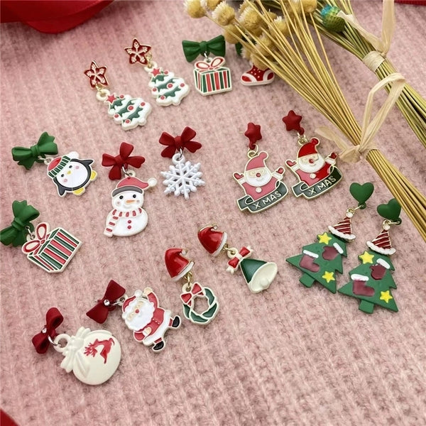 Cute Santa Claus Alloy Enamel Women's Drop Earrings 1 Pair