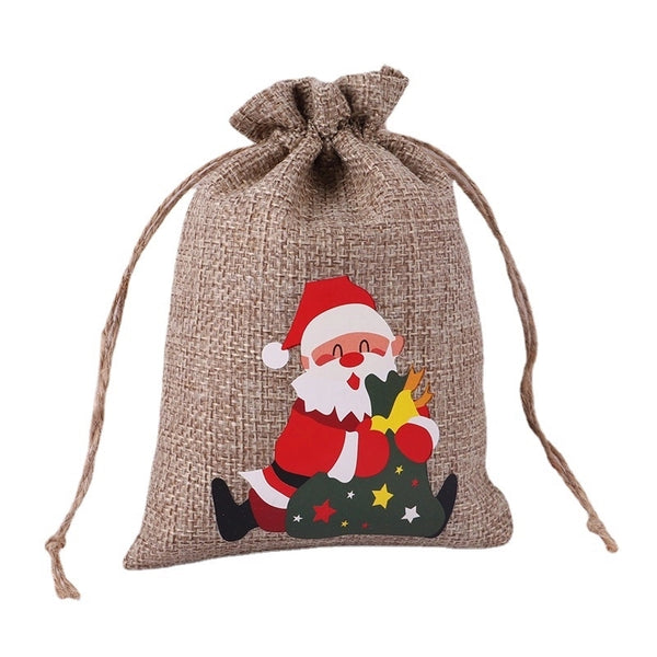 1 Piece Linen Cute Daily Festival Christmas Santa Claus Elk