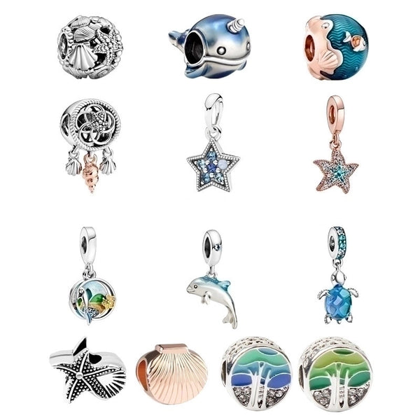 Cute Minimalist Starfish Dolphin Shell Alloy Enamel Inlay Rhinestones Jewelry Accessories