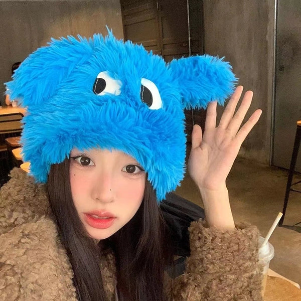 Cute Wild Funny Puppy Hat Female Big Eye Long Ears Autumn-Winter Warm And Thickening Ear Protection Plush Lei Feng Hat