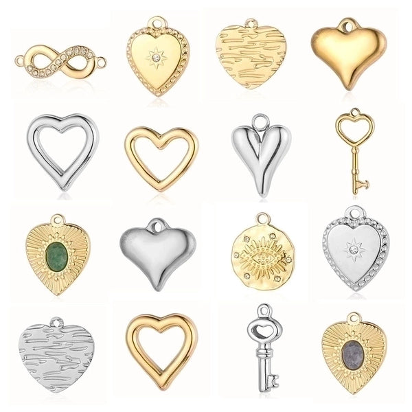 Elegant Classic Style Heart Shape Titanium Steel Plating Inlay Zircon Charms