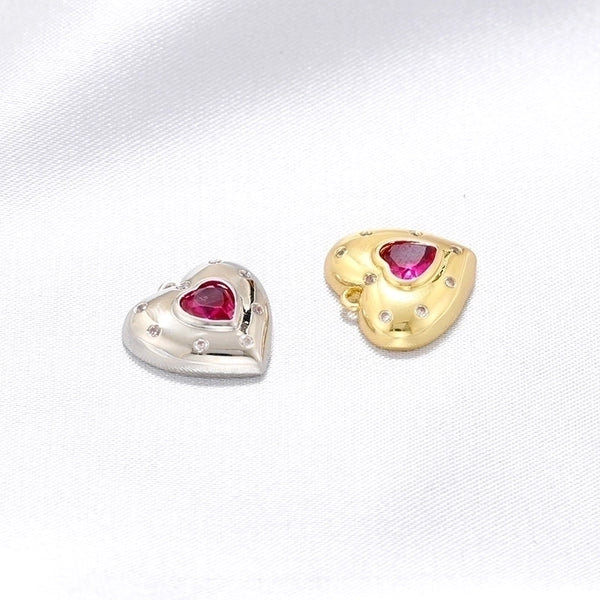 Elegant Heart Shape Copper Plating Inlay Zircon 18k Gold Plated Charms