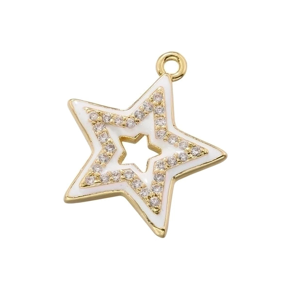 Elegant Simple Style Pentagram Copper Enamel Plating Inlay Zircon 18k Gold Plated Charms