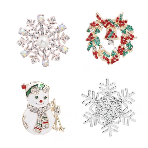 European And American Classic Christmas Series Christmas Brooch Women's Christmas Snowflake Garland Ski Snowman Brooch