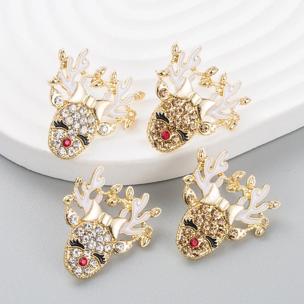 European And American Fashion Personality Drip Oil Antlers Alloy Diamond Elk Earrings