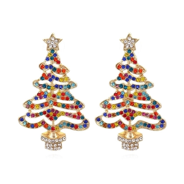 Fashion Christmas Tree Alloy Inlay Rhinestones Pearl Women's Drop Earrings 1 Pair