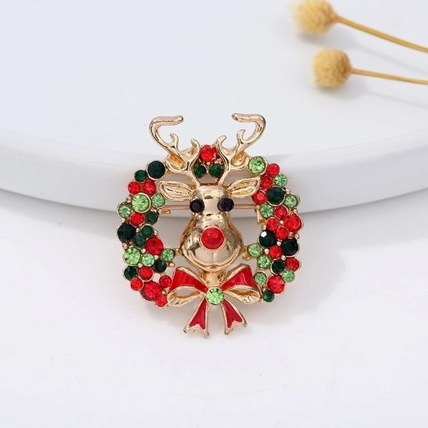 Fashion Christmas Tree Alloy Plating Inlay Artificial Gemstones Unisex Brooches