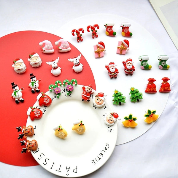 Fashion Christmas Tree Santa Claus Resin Women's Ear Studs 1 Pair