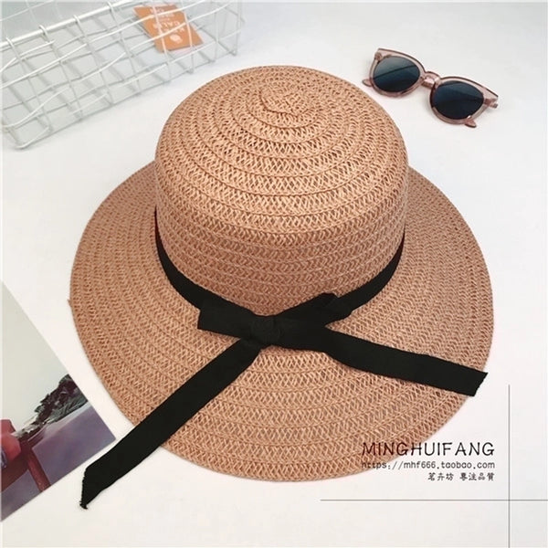 Fashion Contrast Color Foldable Big Brim Straw Hat Sun Hat