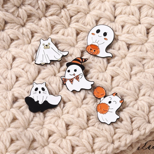 Fashion Dripping Paint Halloween Pumpkin Ghost Alloy Brooch