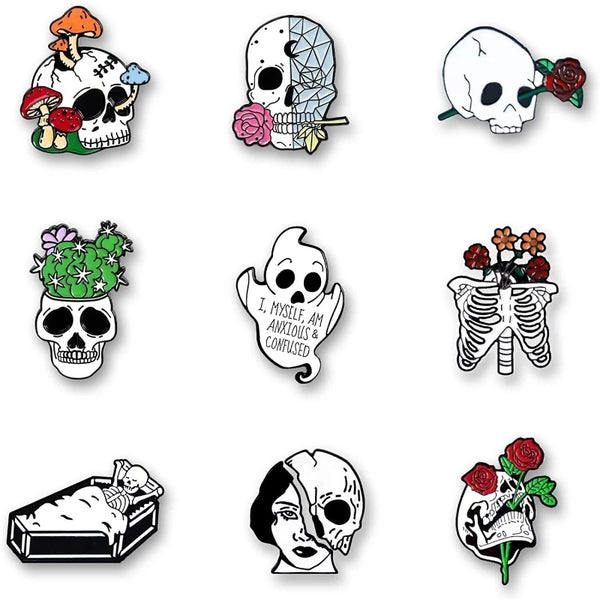 Fashion Halloween Combination Skull Mask Pumpkin Ghost Shape Funny Alloy Dripping Badge